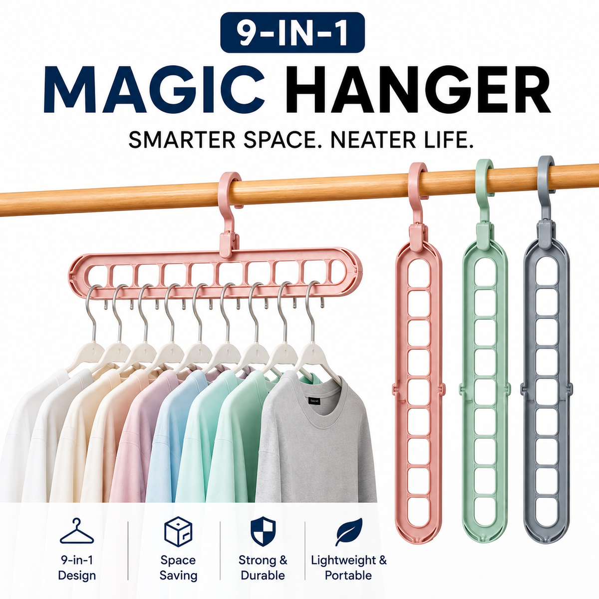 set of 3, magic 9 in 1 smart hanger